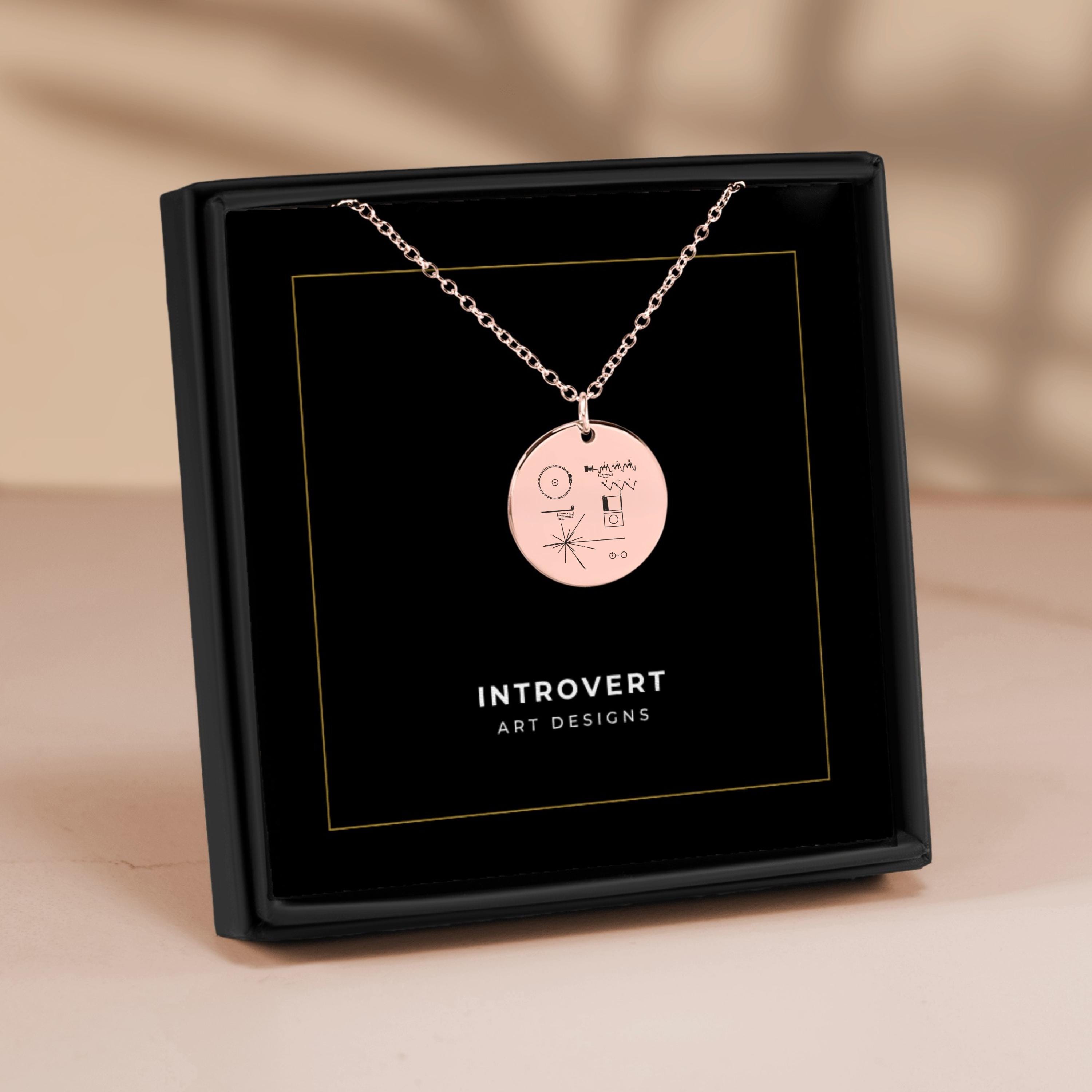 Voyager Golden Record Necklace, Carl Sagan Space Nerd Jewelry