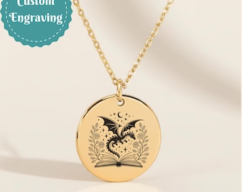 Dragon Book Lovers Necklace, Romantasy Jewelry, Booktoker Gifts