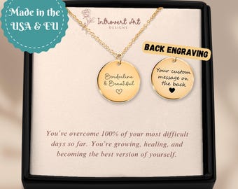 BPD Awareness Tiny Disc Necklace, Borderline & Beautiful Mental Health Gift, Engraved Presents