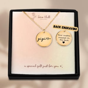 Gigi Necklace, Dainty Nana Jewelry Gifts, Custom Text Engraving, Grandkid Necklace for New Grandma, Mothers Days Presents, Last Minute Gifts
