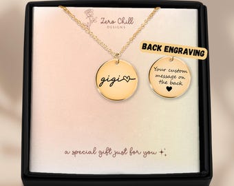 Gigi Necklace, Engraved Nana Jewelry for Grandma from Grandkids, Mothers Days Presents