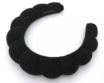 French Beauty Co. | Handmade French Terrycloth Headband | For Skincare, Face Washing, Haircare, Makeup, Spa, a Good Hair Day | Charcoal Noir