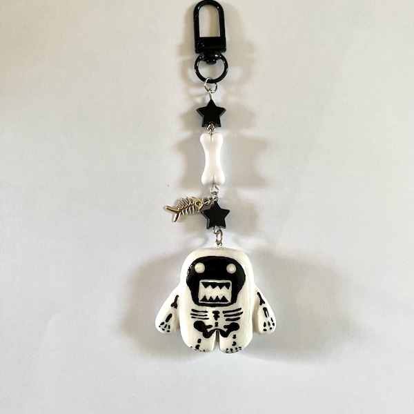 Skeleton domo |  nostalgia - scene - keychain - clay figure - emo - handmade - gift