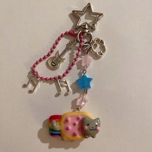 Nyan cat | - keychain - clay figure - phone charm - handmade - tumblr- gift - nostalgic- cookie -kawaii - unique - pink