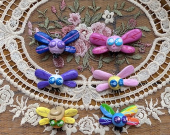 parasprites - my little pony keychain - clay figure charm - handmade - fluttershy rarity pinkie pie applejack twilight sparkle rainbow dash