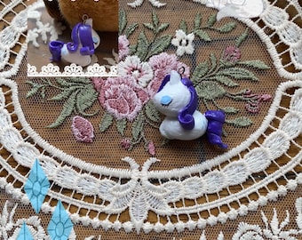 sleepy rarity - my little pony -  keychain - clay figure charm - handmade - fluttershy pinkie pie applejack twilight sparkle rainbow dash