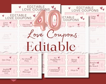 Valentine's Day Love Coupons | 40 Romantic Canva Templates (Digital Download)