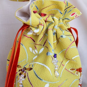 Handmade fabric purse silk gift for her handmade gift beads silk handbag gift Japanese oriental handbag
