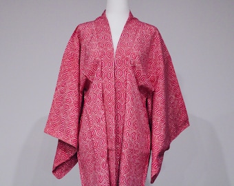 Vintage Silk Haori Kimono Jacket, Japanese Kimino, Pink Kimono, Traditional Authentic Kimono, Kimono Fashion, Japanese Clothing