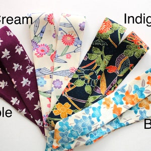 Handmade kimono silk hair scarf ponytail scarf ribbon braid scarf headband hair bun scarf Hair tie skinny scarf gift for her hair accessory