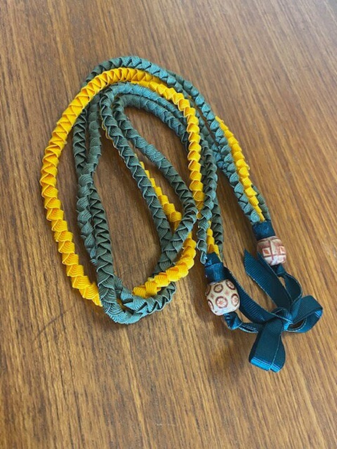 Yellow Gold/green Ric Rac Ribbon Lei Graduation Wedding 32 Handmade