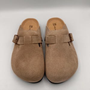 Birkenstock Suede Clog Mule in Tan Suede with Copper Buckle Birkenstock Buckley Suede Leather Clog - Tea main image 4