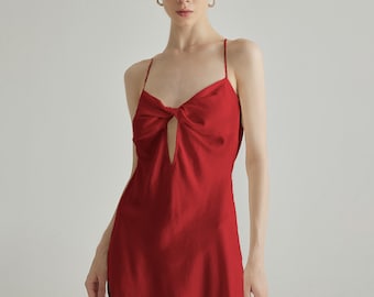 Low Back V-Neck Silk Mini Slip (04-C)