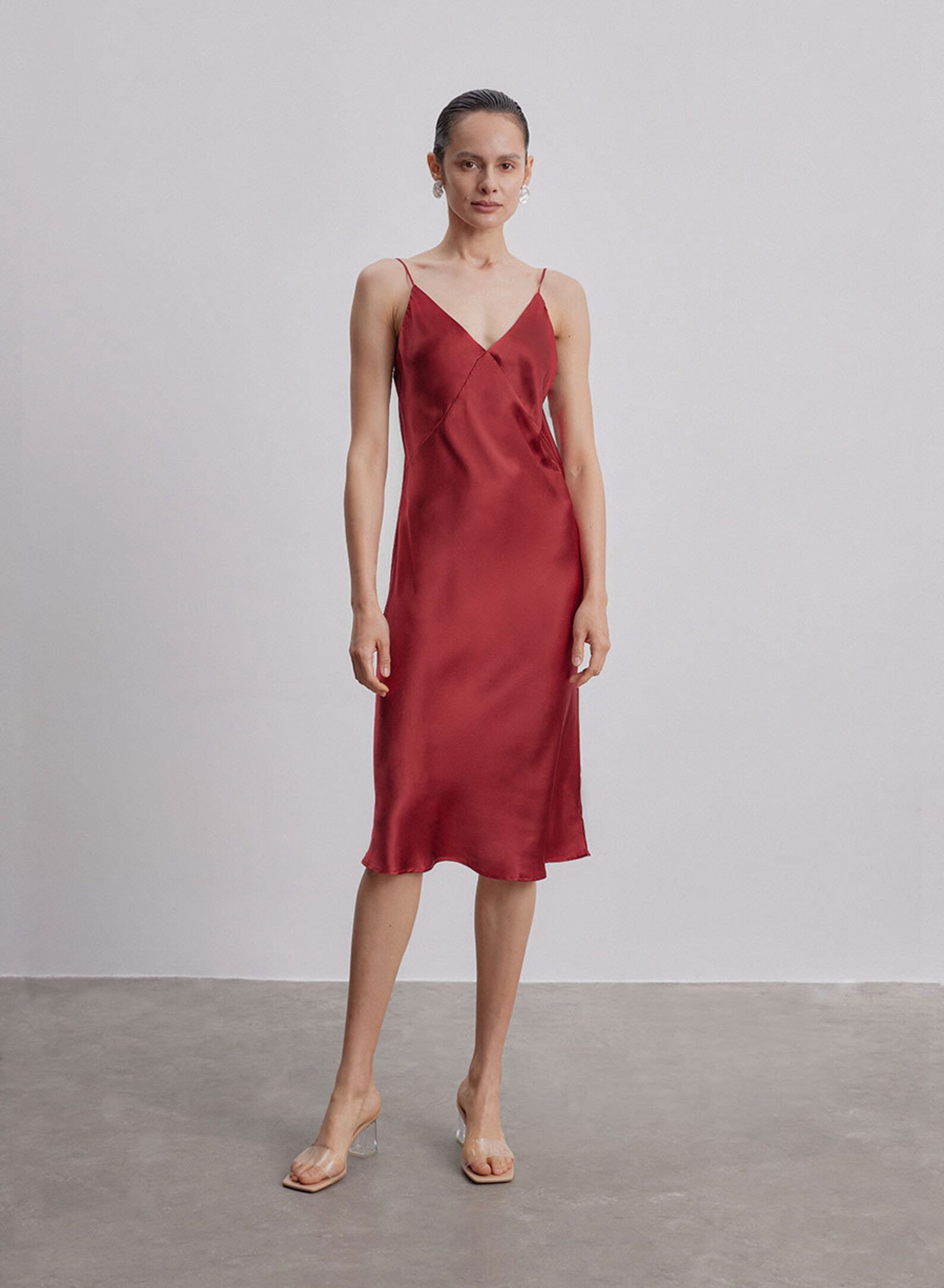 Segmented Tiered Silk Slip Dress main image 1