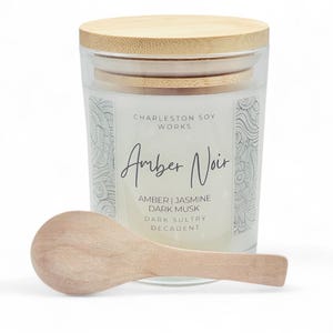 Amber Noir Massage Candle – Warm Lotion Candle & Body Oil – Romantic Couples Gift – Sensual Massage Oil – Handmade in Charleston