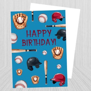 Tarjeta de cumpleaños de béisbol imprimible, fiesta de cumpleaños de béisbol, cumpleaños deportivo, swing en el over, novato del año, amante del béisbol, tarjeta de cumpleaños
