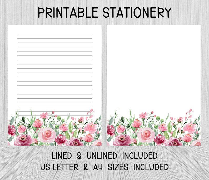 Printable Floral Stationery, Printable Writing Paper, Stationery Paper ...