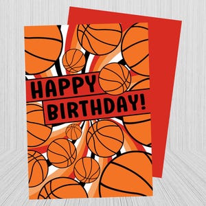 Carte d'anniversaire de basket-ball à imprimer, fête d'anniversaire de basket-ball, anniversaire de sport, Slam Dunk, amateur de basket-ball, carte d'anniversaire, joyeux anniversaire