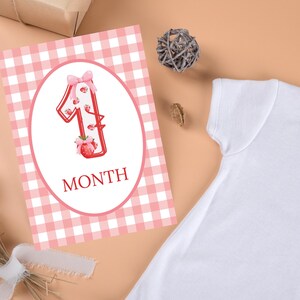 Printable Strawberry Milestone Cards, Baby Milestone Cards, Baby Monthly Milestones, Baby Shower Gift, Baby Memories, Welcome Baby, Keepsake