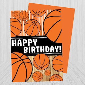 Carte d'anniversaire de basket-ball à imprimer, fête d'anniversaire de basket-ball, anniversaire de sport, Slam Dunk, amateur de basket-ball, carte d'anniversaire, joyeux anniversaire