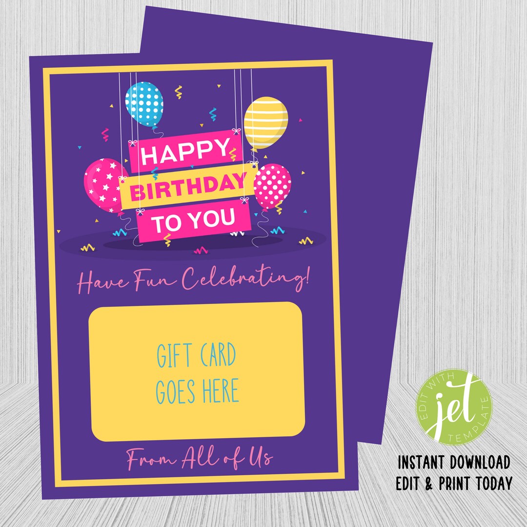 Editable Birthday Gift Card Holder Gift Card Holder Happy Etsy