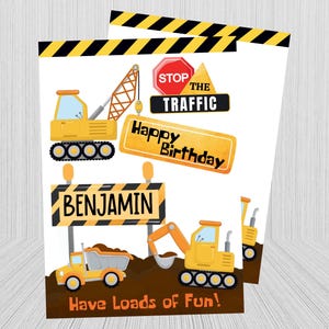 Personalized Construction Birthday Card, Printable Construction Birthday Card for Kids, Dump Truck Birthday Card for Kid, Kids Birthday Card