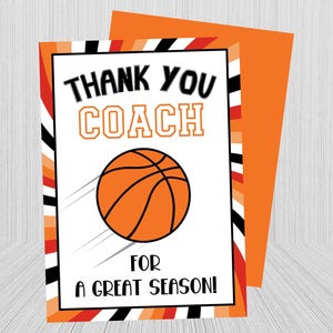 Druckbare Basketball-Trainer-Dankeschön-Karte, Danke für Basketball-Trainer, Danke-Karte für Trainer, Wertschätzungskarte, Danke Notecard