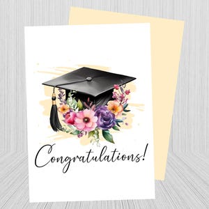 Carte de graduation imprimable, Diplômé de félicitations, Carte de remise de diplôme pliante, Carte de remise de diplôme florale, Diplômé de félicitations, Téléchargement immédiat