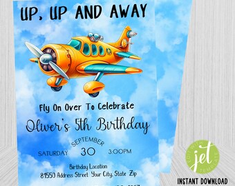 Editable Airplane Invitation, Airplane Birthday Invitation, Airplane Invitation, Airplane Party Invite, Boys Birthday, Airplane Theme, Plane