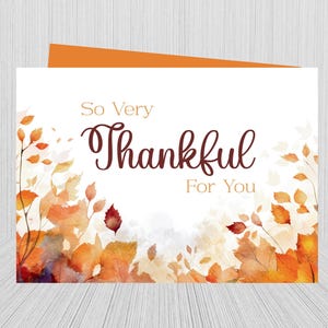 Printable Thanksgiving Card, So Very Thankful for You, Thanksgiving Greeting Card, Friendsgiving, Teacher, Staff, Thank You, Appreciation