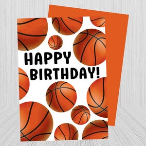 Printable Basketball Birthday Card, Basketball Birthday Party, Sports Birthday, Slam Dunk, Basketball Lover, Birthday Card, Happy Birthday