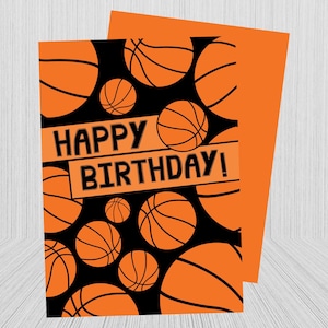 Carte d'anniversaire de basket-ball à imprimer, fête d'anniversaire de basket-ball, anniversaire de sport, Slam Dunk, amateur de basket-ball, carte d'anniversaire, joyeux anniversaire