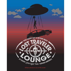 Lost Traveler Lounge Premium Wall Art Print, Only at Stay Lost Inn, Funny Aliens