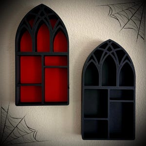 Estante de pared con ventana de catedral gótica, decoración gótica para el hogar, impreso en 3D