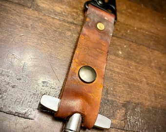 Drum Key, Key Holder. Genuine Leather. Distressed Look