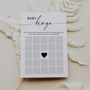 Baby Bingo Shower Game, Editable Template, Printable Baby Shower Games, Minimalist Bingo Card Baby Shower Game, WRB23