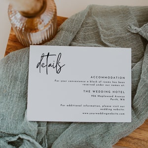 Printable Wedding Invite Details Insert, Editable Template, Instant Download, Minimalist Wedding Details Card, Invitation Insert Card WR010