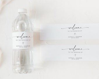 Minimalist Wedding Water Bottle Labels: Editable Template (Digital Download)