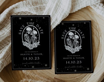 Gothic Halloween Save The Date: Tarot Card, The Lovers (Editable Template)