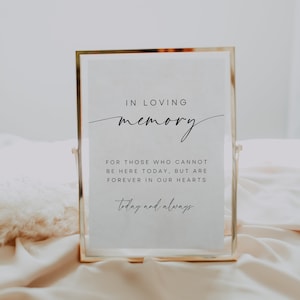 In Loving Memory Wedding Sign, Editable Template, Minimal Forever In Our Hearts, Wedding Memorial Sign, WR015
