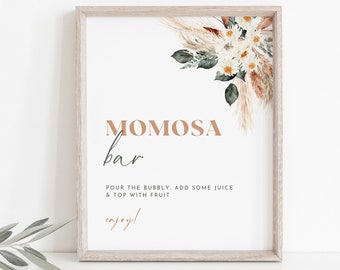 Boho Mimosa Bar Sign Template: Baby Shower Decor (Digital Download)