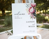 Boho Wedding Welcome Sign: Native Protea, Editable Template (Digital Download)