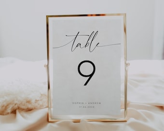Calligraphy Wedding Table Numbers Template: Editable 5x7, 4x6 (Digital Download)