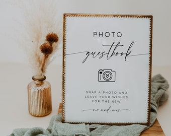 Photo Guestbook Modern Wedding Sign Template, Instant Download, Modern Minimalist Wedding Sign, Printable Photo Guest Book Sign, WR015