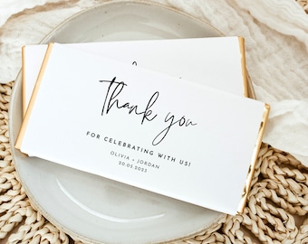 Minimalist Wedding Favor: Candy Bar Wrapper Template (Digital Download)