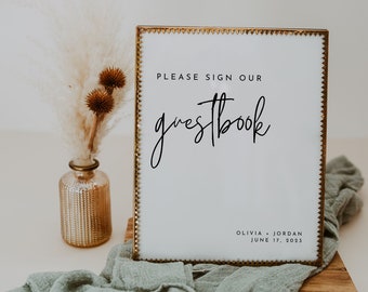 Modern Wedding Guestbook Sign: Minimalist Template (Digital Download)