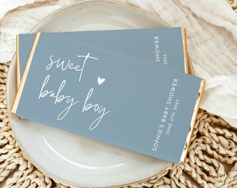 Blue Baby Shower Candy Bar Wrapper: Editable Template (Digital Download)
