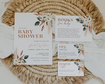 Terracotta Boho Baby Shower Invitation Bundle: Editable Template (Digital Download)
