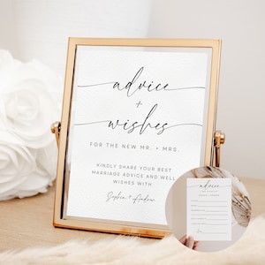 Best Wishes For Wedding Sign & Card INSTANT DOWNLOAD Editable Template, Advice and Wishes Bundle, Minimal Wedding Sign Set, Modern, WR015