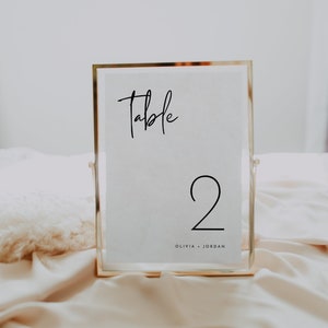 Modern Wedding Table Numbers, Editable Template, Minimalist Reception Table Numbers, Modern Printable Table No., WR010
